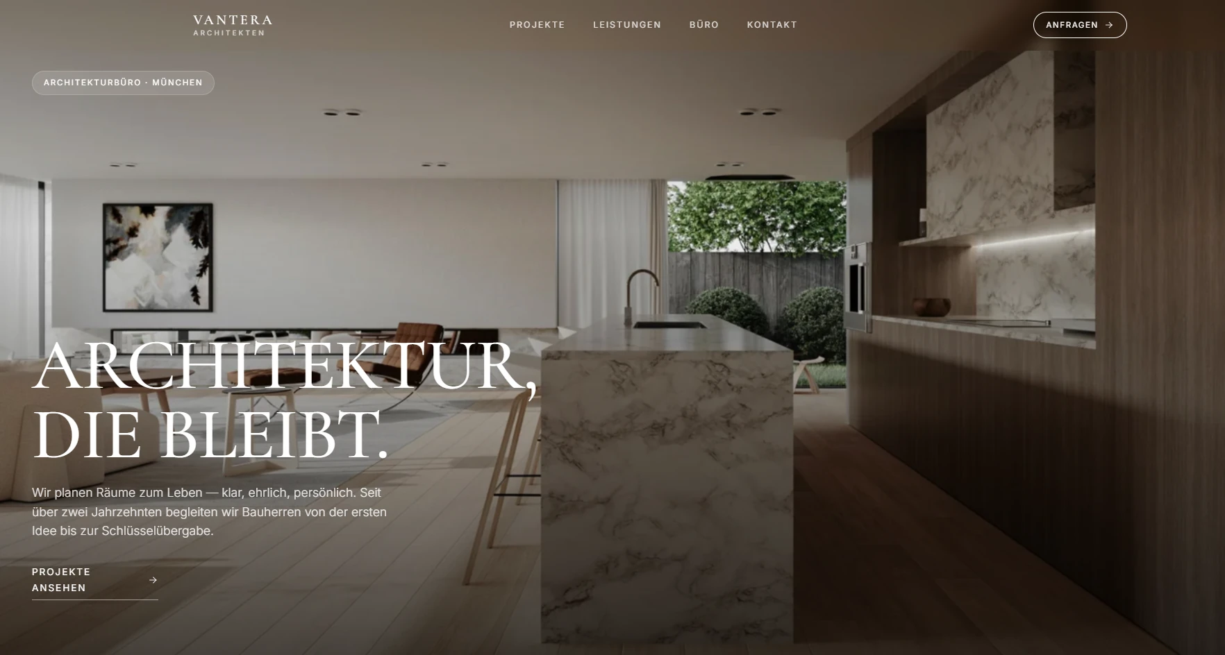Vantera Architekten – Website Vorschau